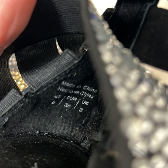 Aldo Rhinestones Black and Gold Strappy Open Toe Women's Heels | Size 6 - Picture 9 of 9